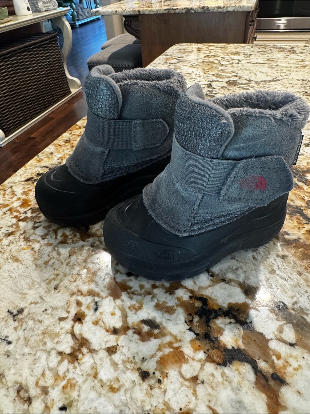 The North Face Kids Gray and Black Insulated Snow Boots